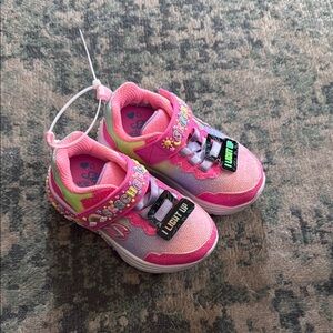 Skechers Pink and Green Sneakers with Velcro Closure